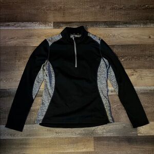 Women's Black and Gray Quarter-Zip Top